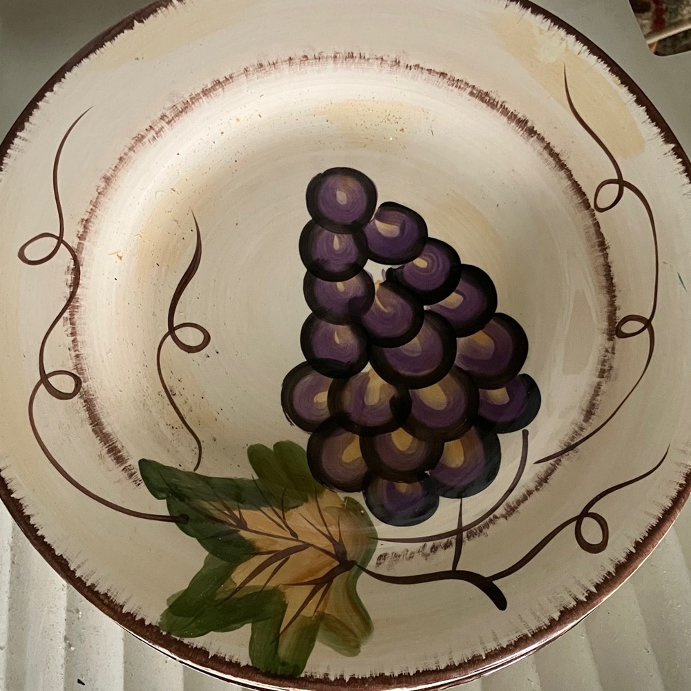 Decorative Ceramic Plate with Grape Design